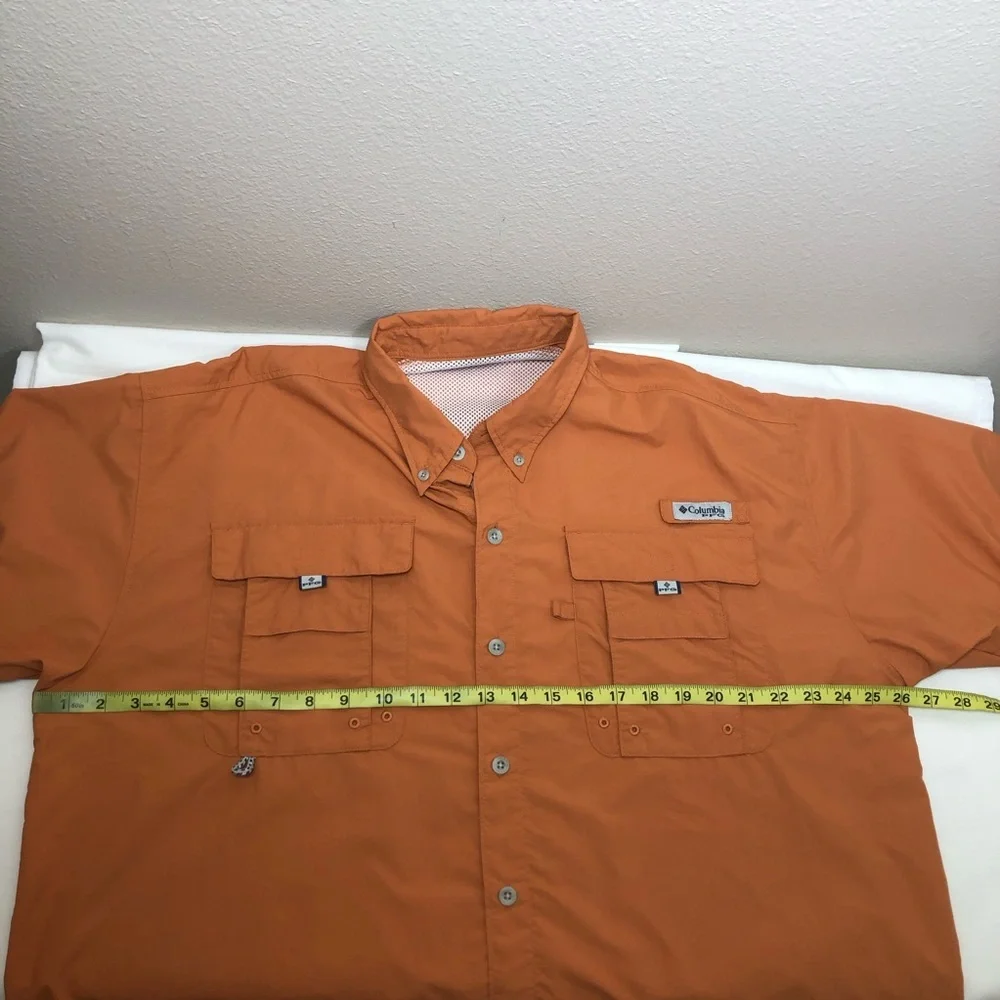 Columbia PFG Bahama II Men's Short Sleeved OmniShade UPF30 Burned Orange Shirt L